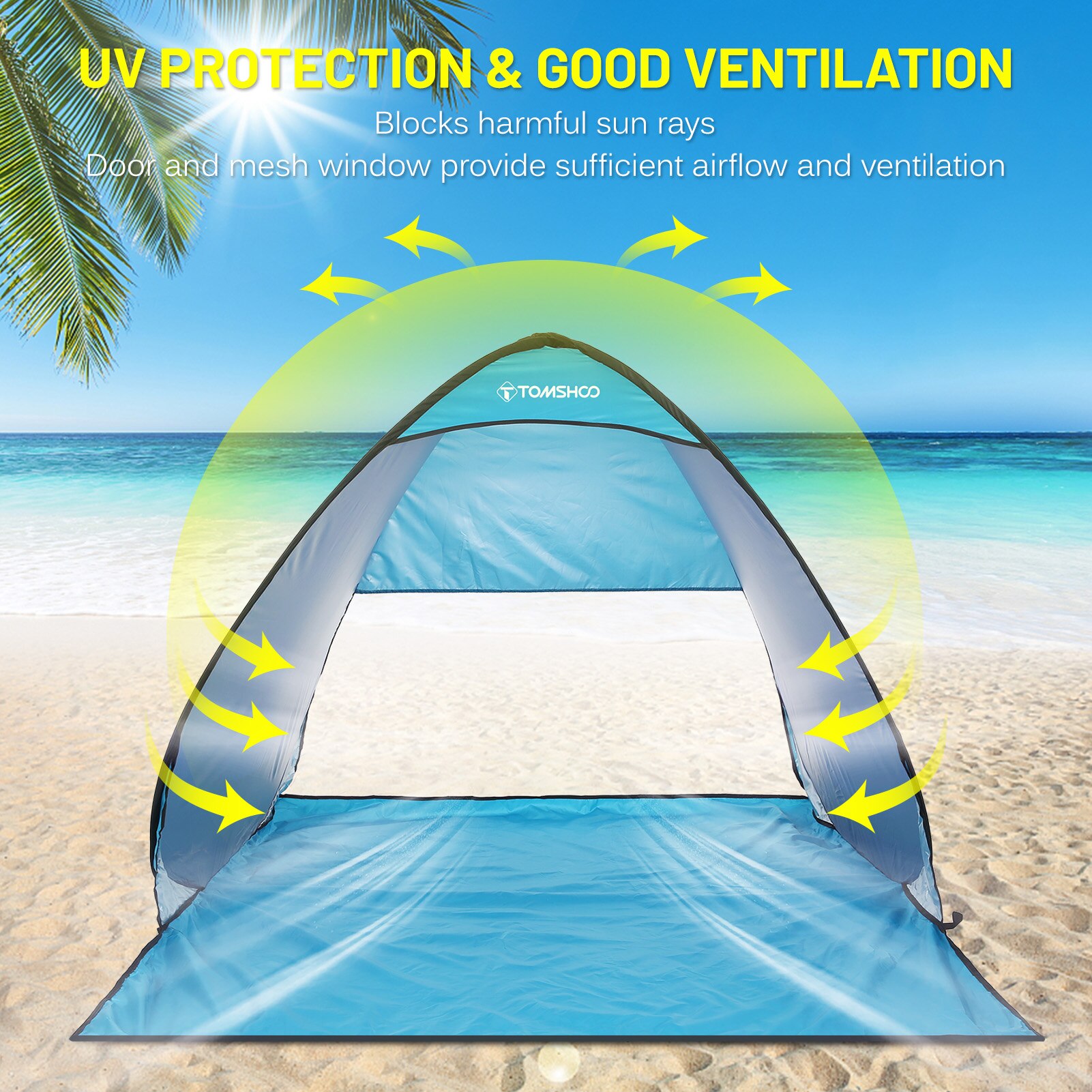 Cheap Goat Tents TOMSHOO Automatic Instant Pop Up Beach Tent Lightweight Outdoor Beach Shade Sun Shelter Tent Canopy Cabana with Carry Bag   